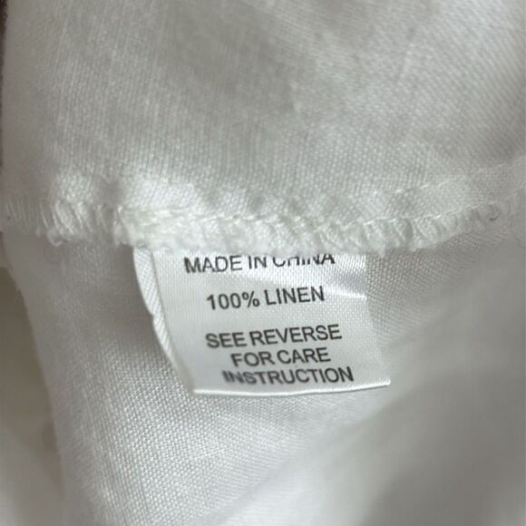 EUC Tyler Boe white 100% Linen Tunic Roll Tab Sleeve Sz 4 small - Picture 10 of 11